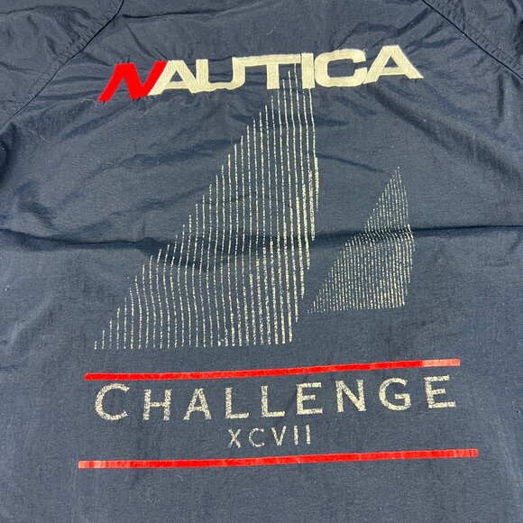VTG Nautica Challenge Jacket Medium Blue Faded 1/4 Zip Pullover Windbreaker - Picture 11 of 16
